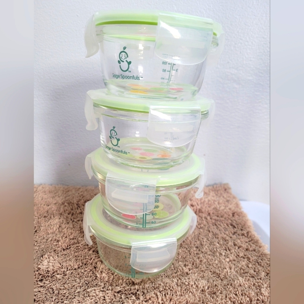 Sage Spoonfuls Glass Baby Food Containers with Lids, 4 Pack, 7 oz Baby Food Jars - Picture 5 of 10